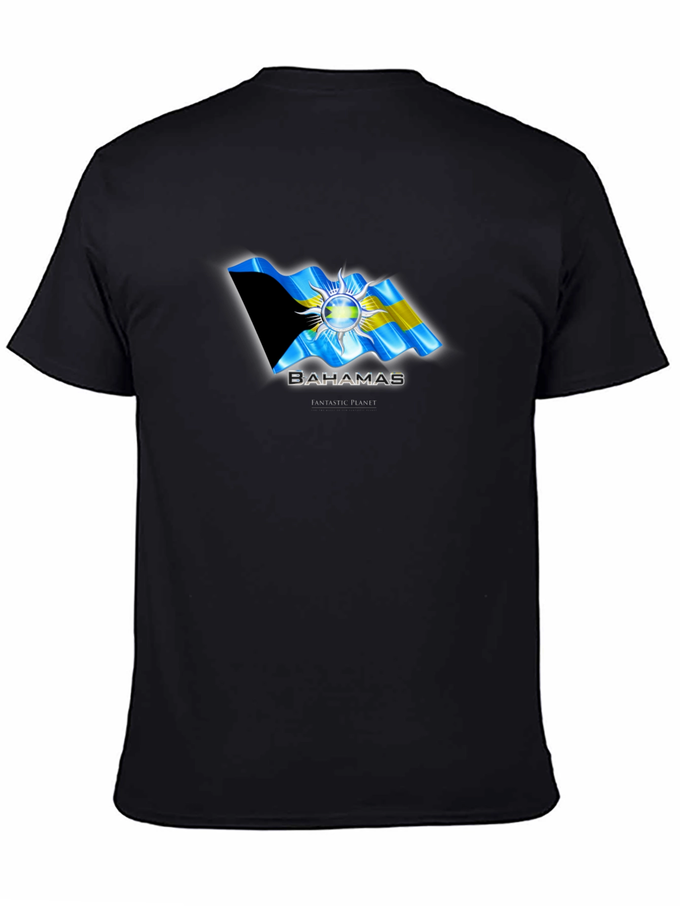 Black Bahamas Flag Graphic T-Shirt | Stylish Island Pride view 4