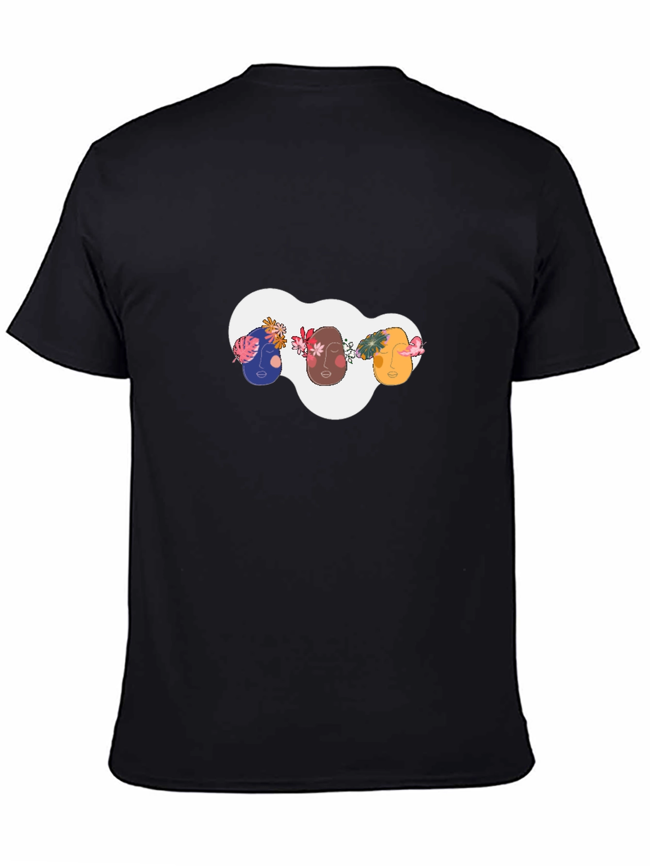 Black Abstract Faces Graphic Tee - Modern Unisex T-Shirt view 4