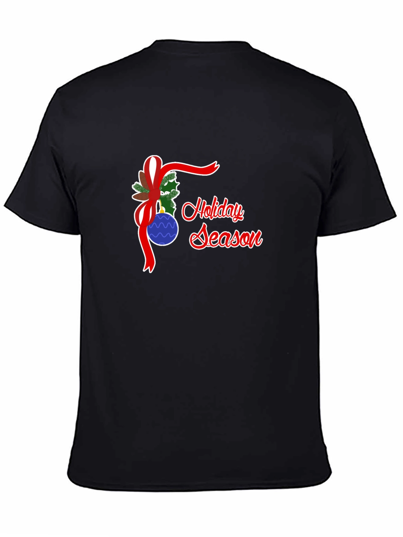 Black Holiday Season Graphic T-Shirt - Festive Style view 4
