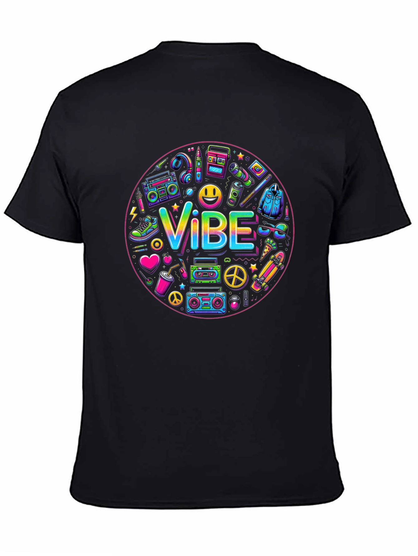 Black Retro Vibe Graphic T-Shirt - Black view 4