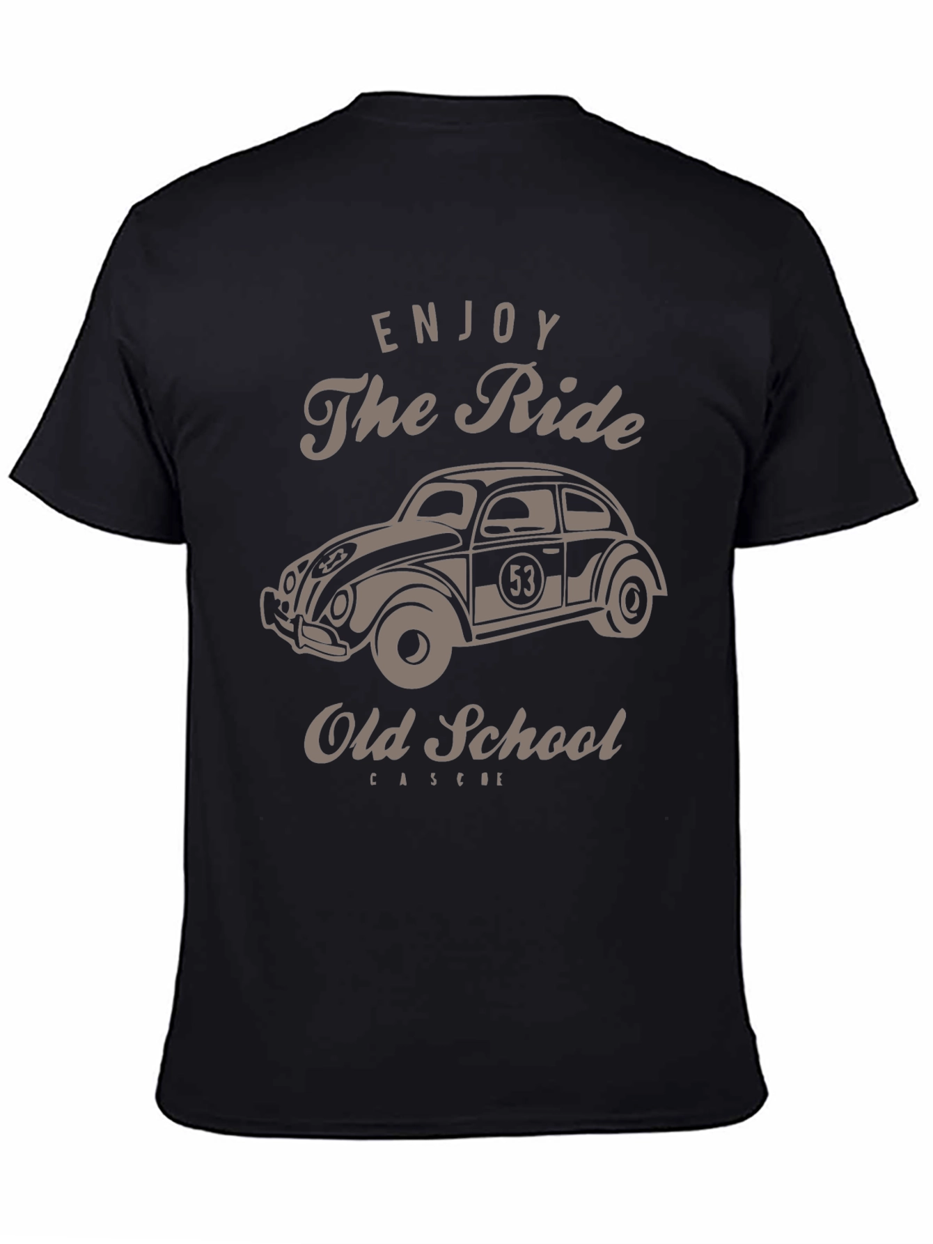 Black Enjoy The Ride Old School Car Graphic T-Shirt view 4