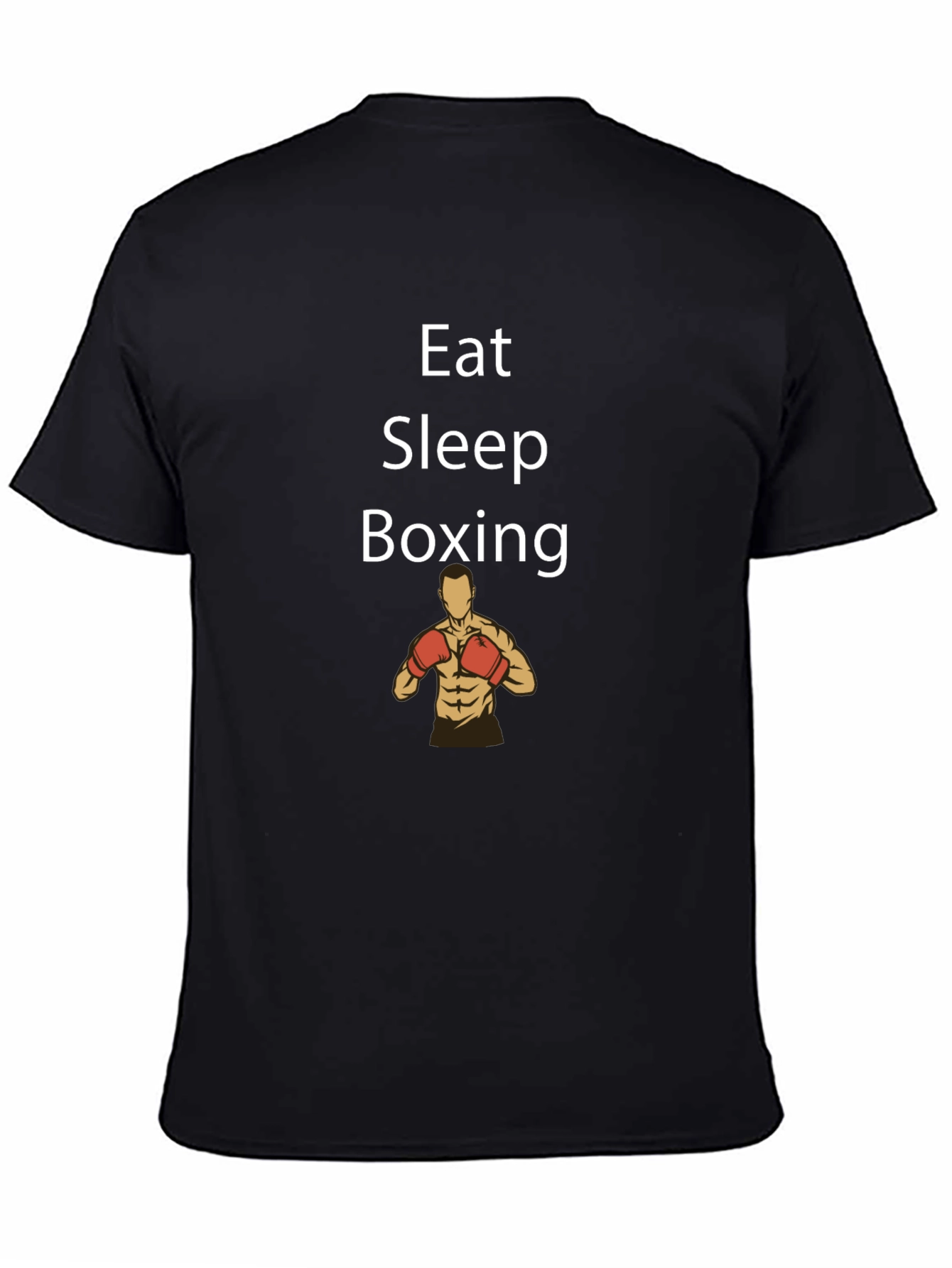Black Eat Sleep Boxing Graphic Tee - Black Cotton T-Shirt view 4