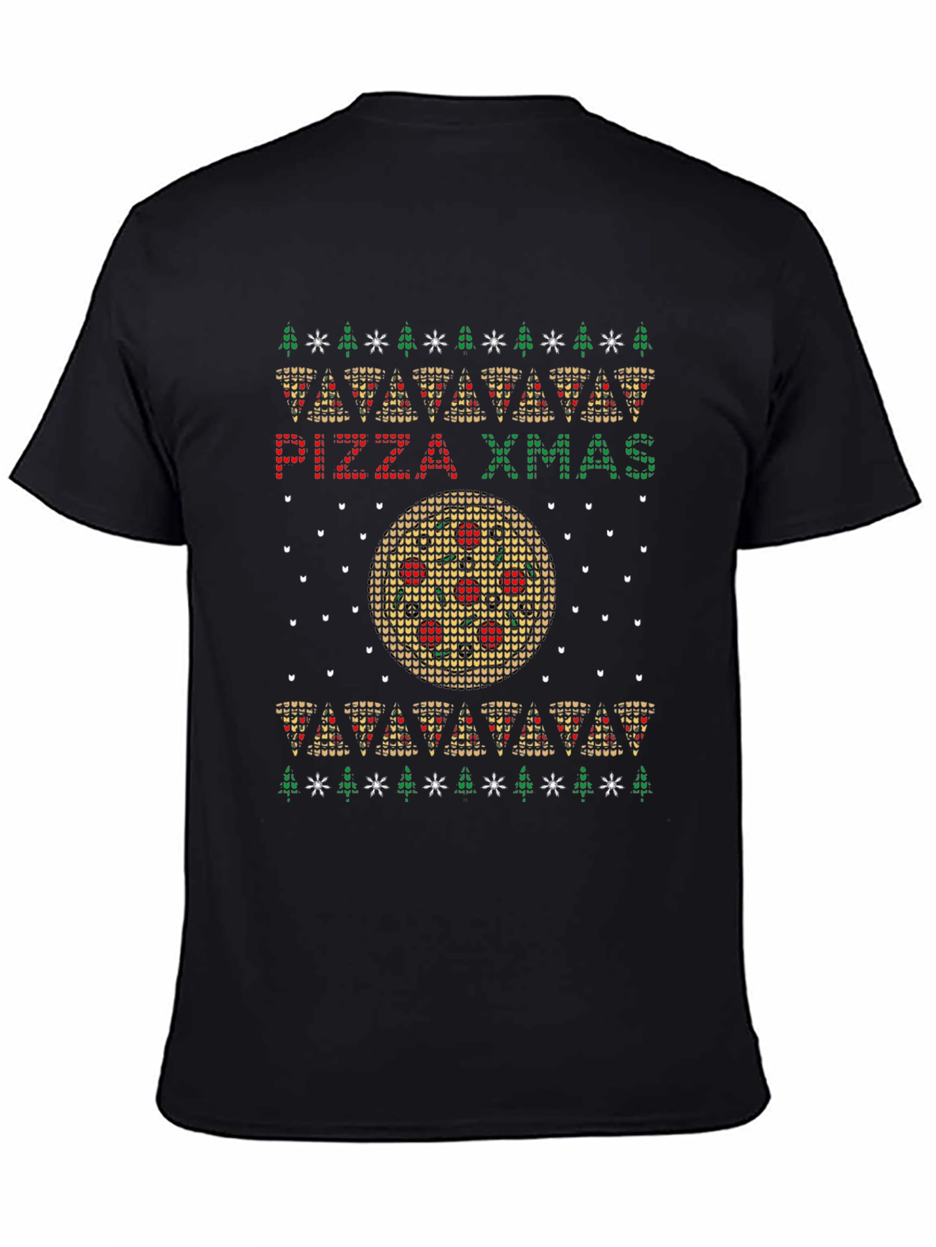 Black Pizza Xmas Ugly Christmas Sweater T-Shirt view 4