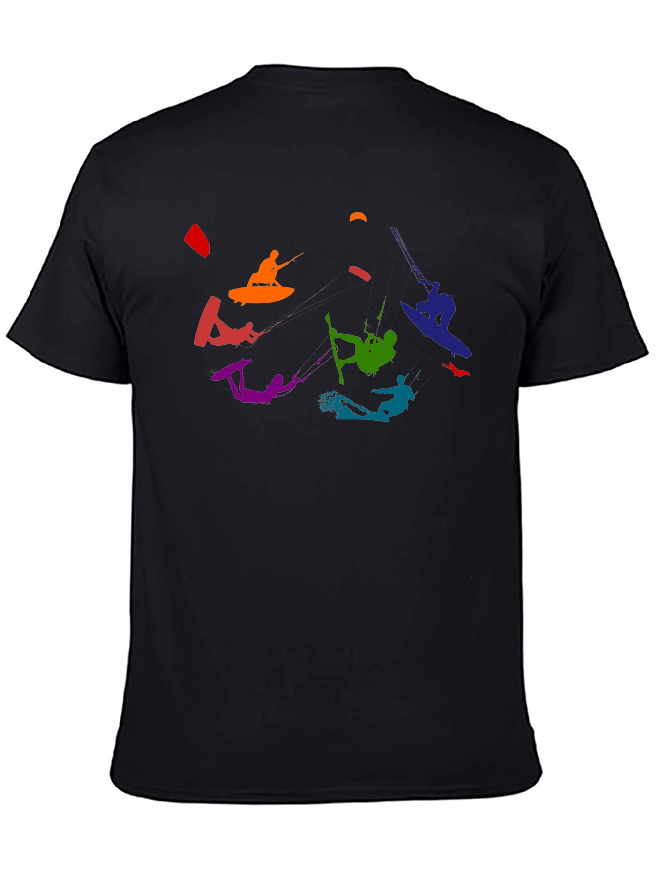 Black Rainbow Kitesurfing Black T-Shirt view 4
