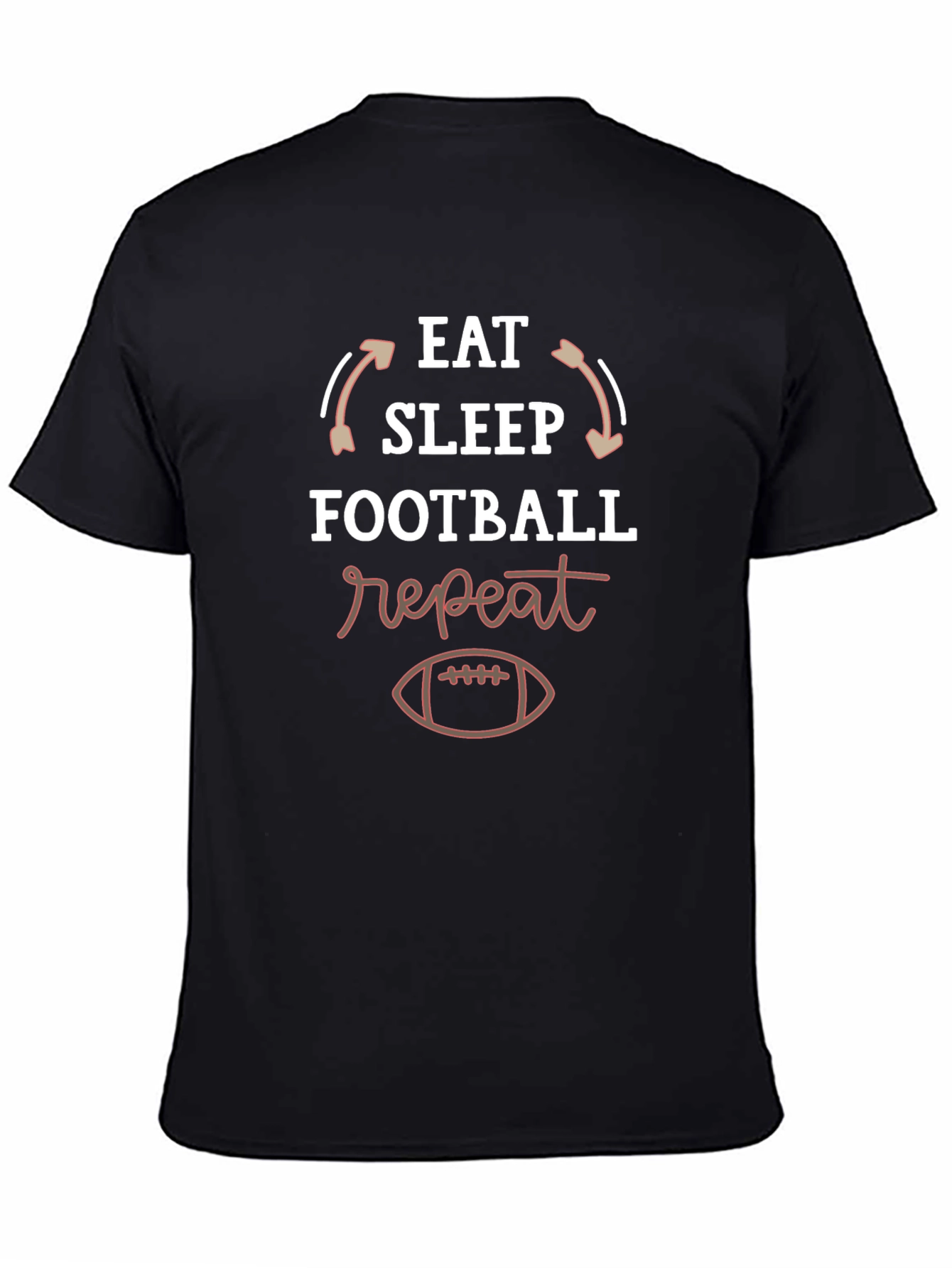 Black Eat Sleep Football Repeat T-Shirt view 4