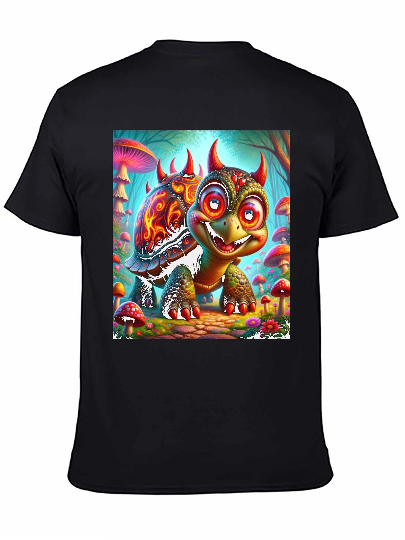 Black Turtle Devil Cartoon Graphic Tee view 4