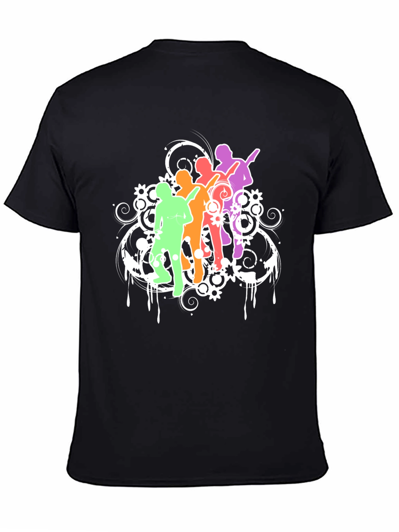 Black Colorful Music Band Graphic Black T-Shirt view 4