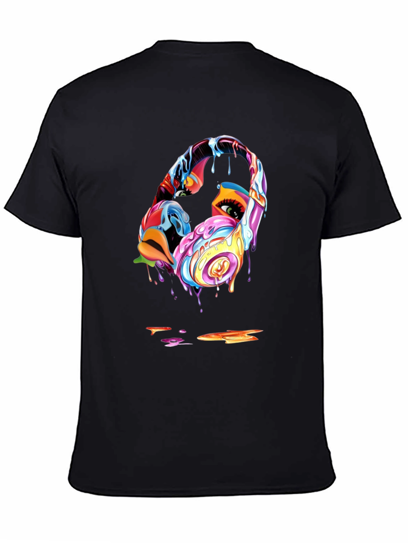 Black Abstract Headphones Graphic T-Shirt view 4