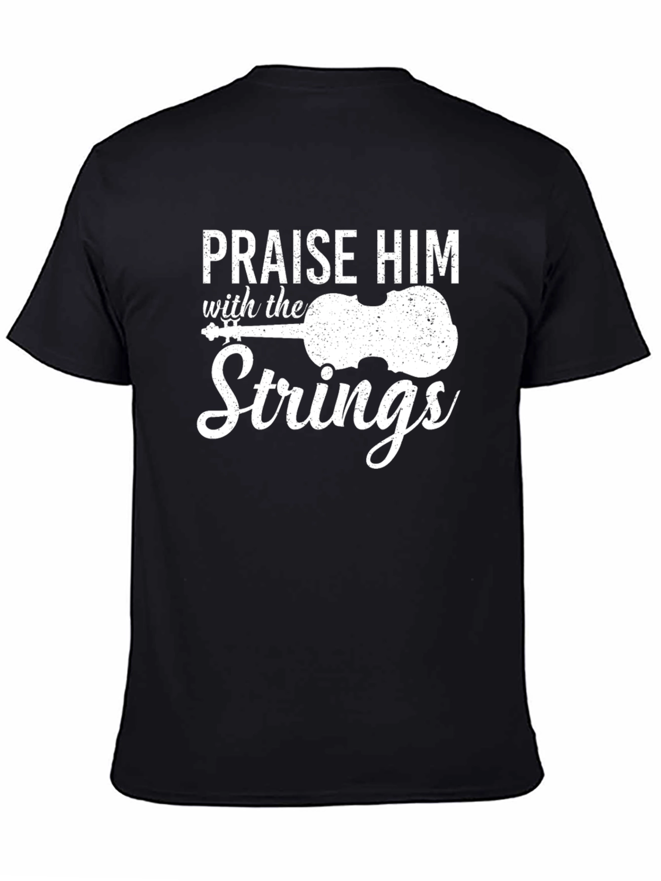 Black Praise Him With Strings - Black T-Shirt view 4
