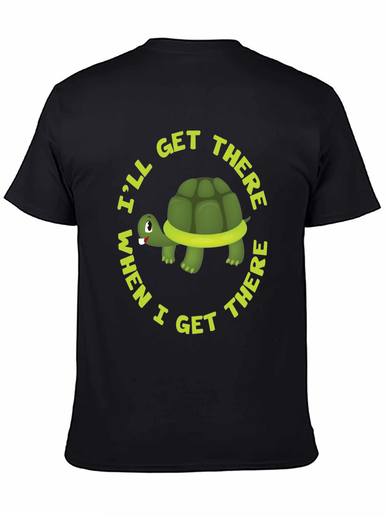 Black Funny Turtle Graphic T-Shirt - I'll Get There When I Get There view 4