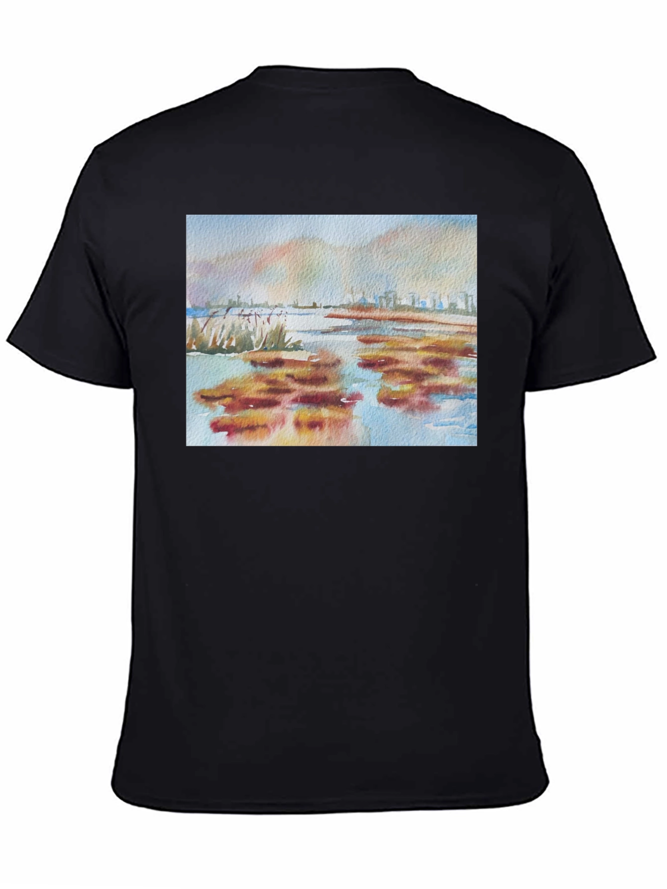 Black Watercolor Landscape Tee - Artistic Comfort view 4