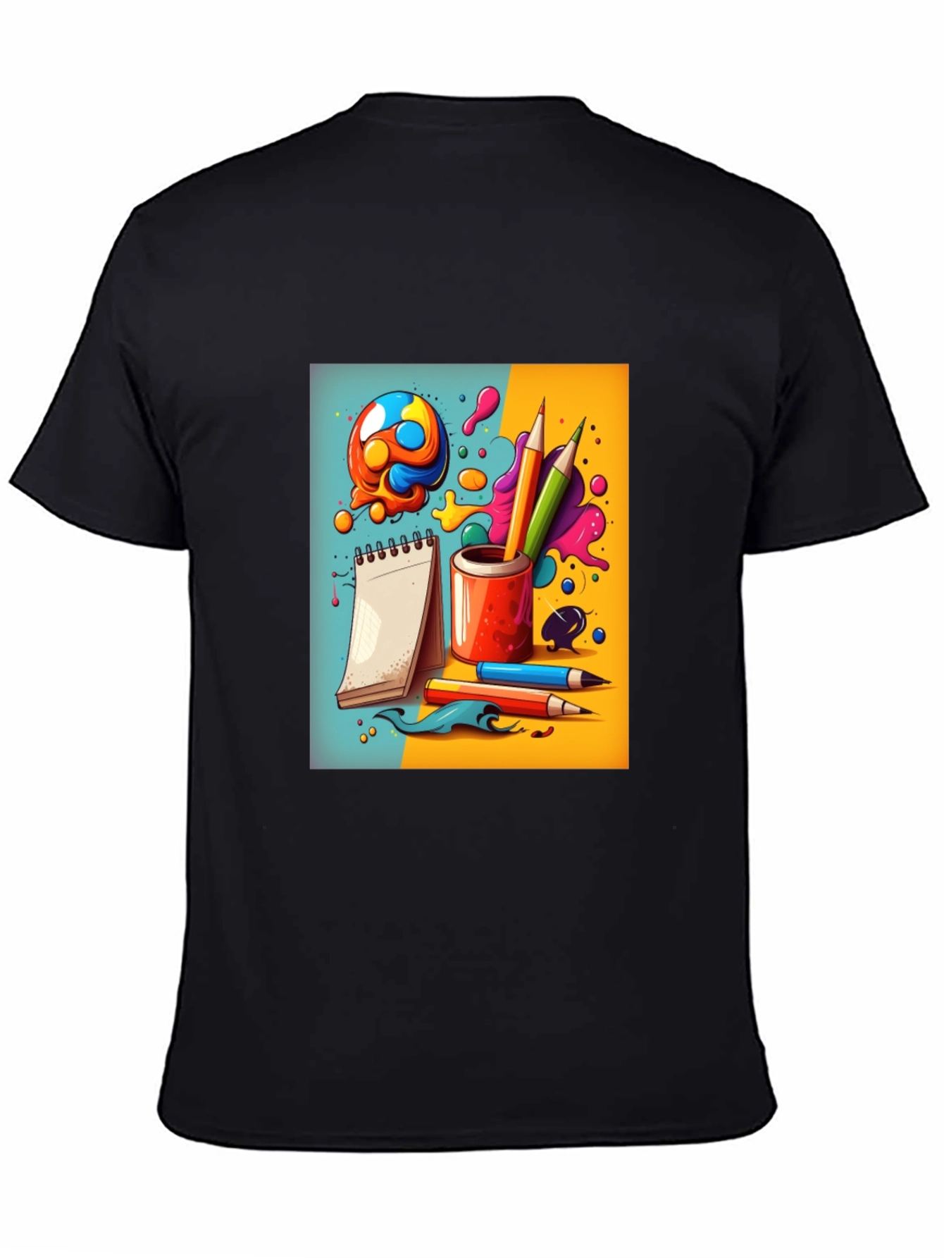 Black Creative Doodles Graphic T-Shirt - Artist's Dream view 4