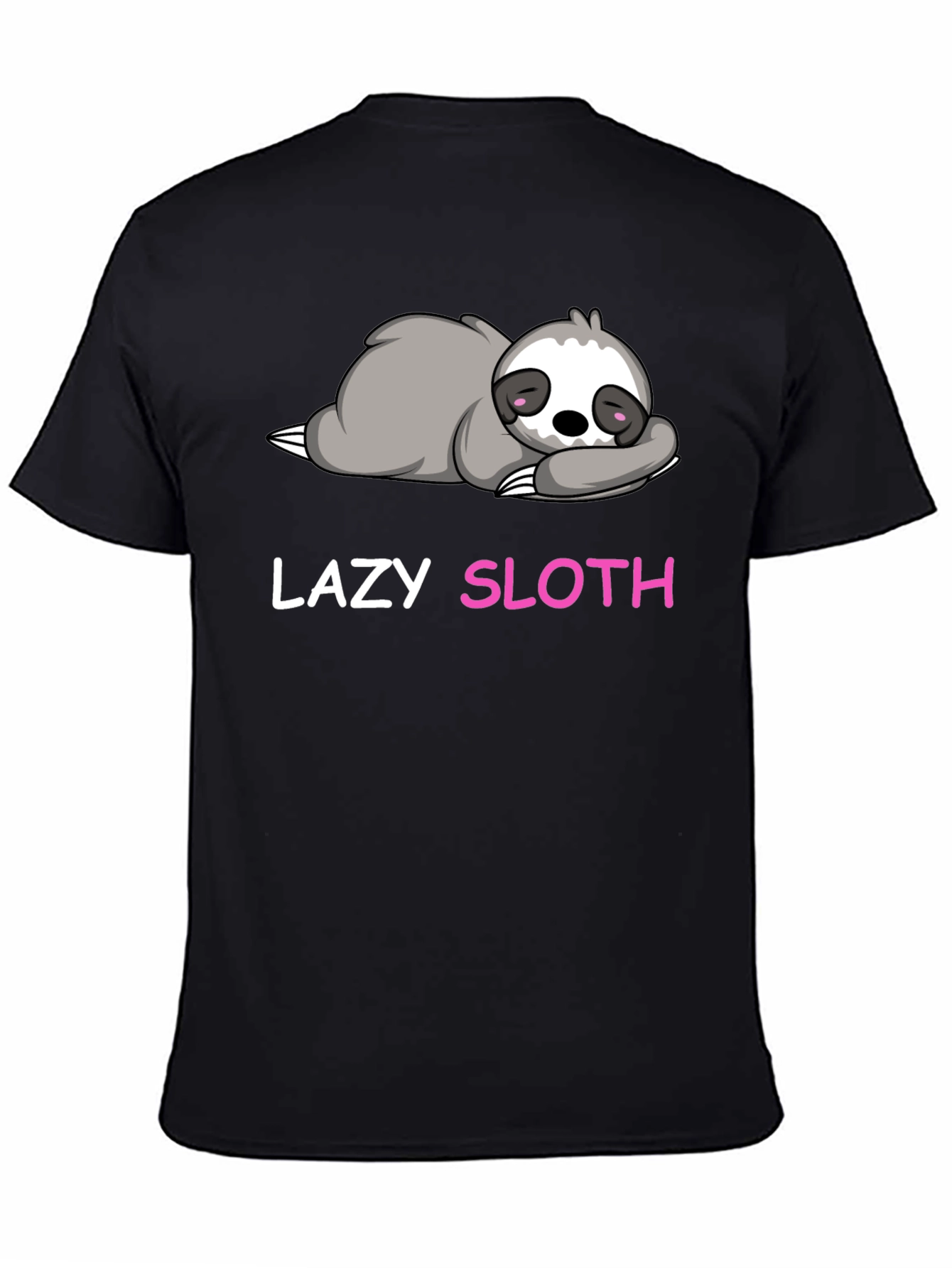 Black Lazy Sloth Graphic T-Shirt view 4