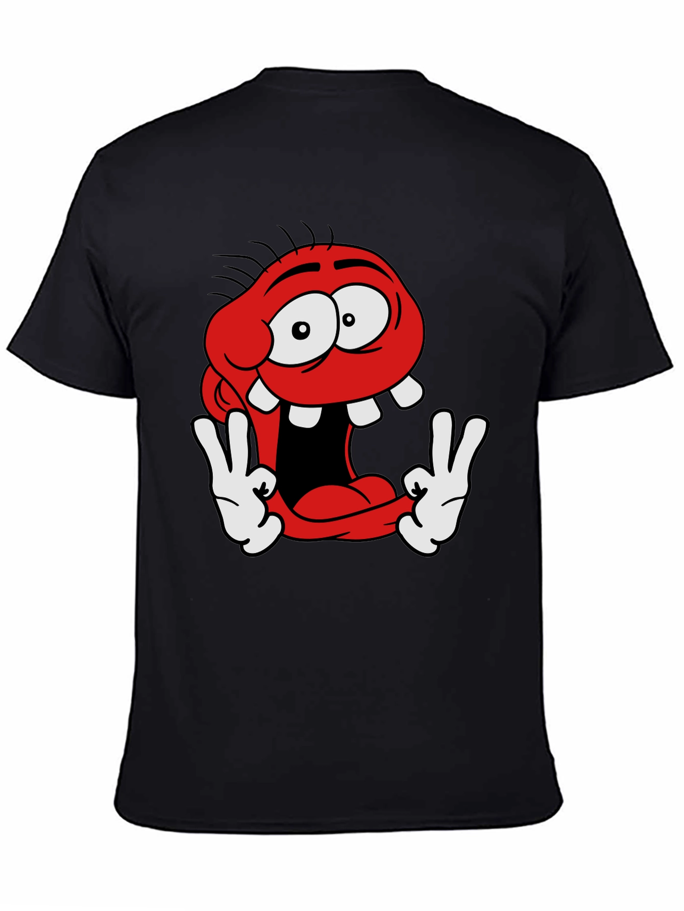 Black Funny Cartoon Character Graphic Tee view 4
