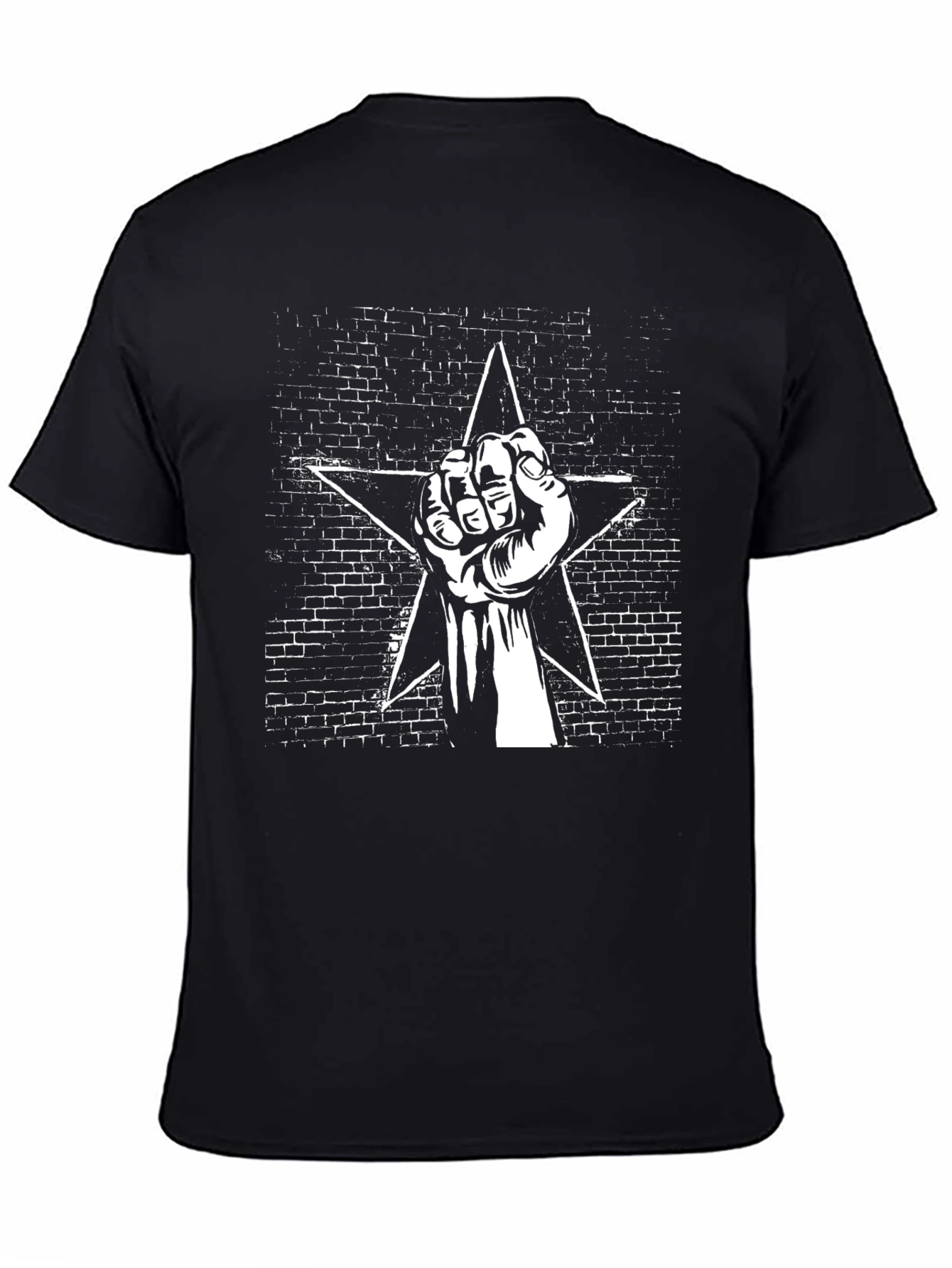 Black Black Graphic Tee - Fist & Star Design view 4