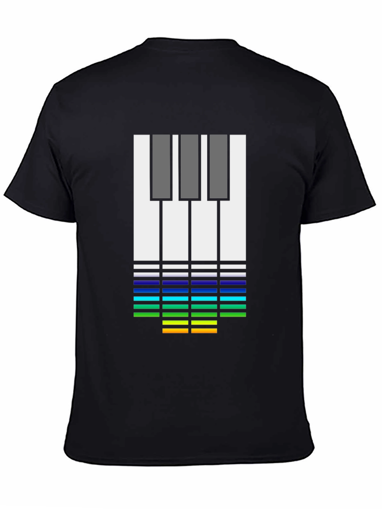 Music Lover's Tee: Piano Keys & Equalizer Black T-Shirt - 4