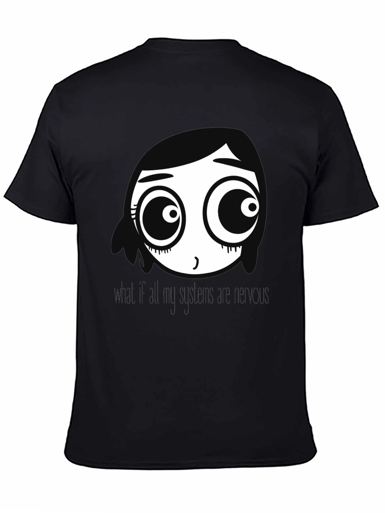 Black Cartoon Face Black T-Shirt view 4