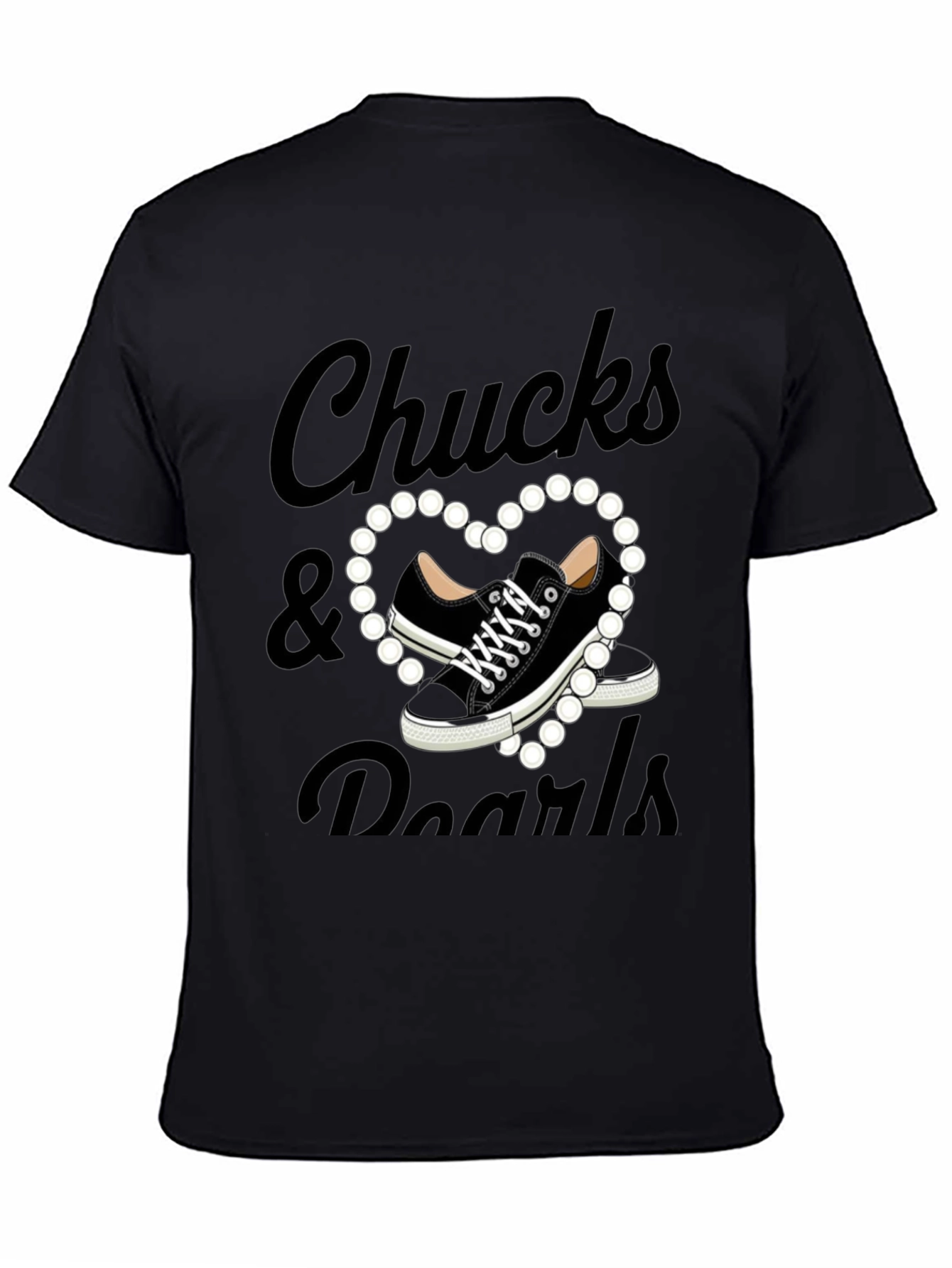 Black Chuck's & Pearls Graphic T-Shirt view 4