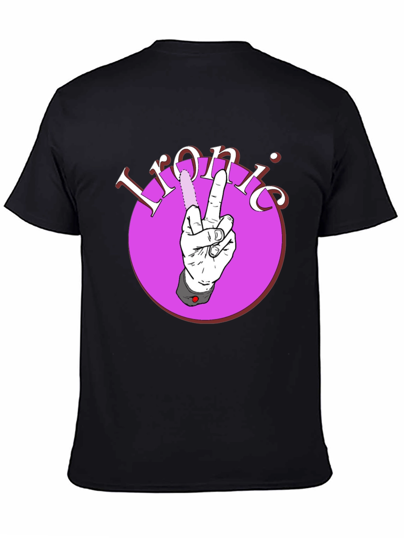 Black Ironic Peace Sign Graphic Tee view 4