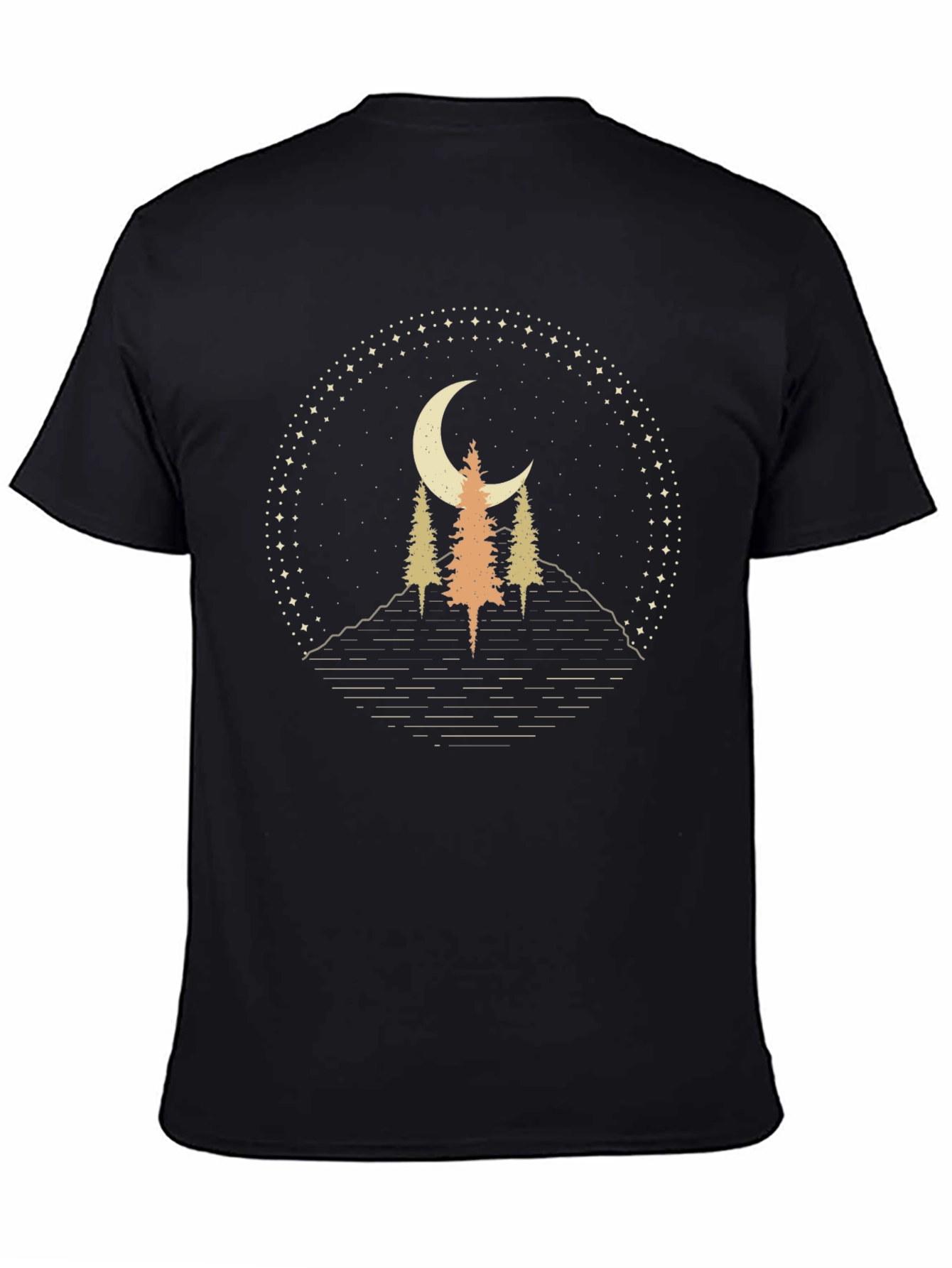 Black Night Sky Trees Graphic Tee view 4