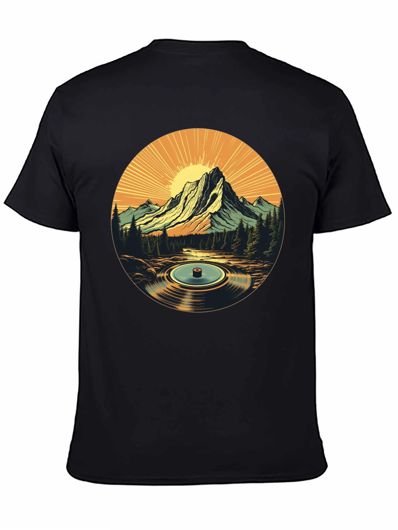 Black Mountain Vinyl Record Graphic T-Shirt view 4