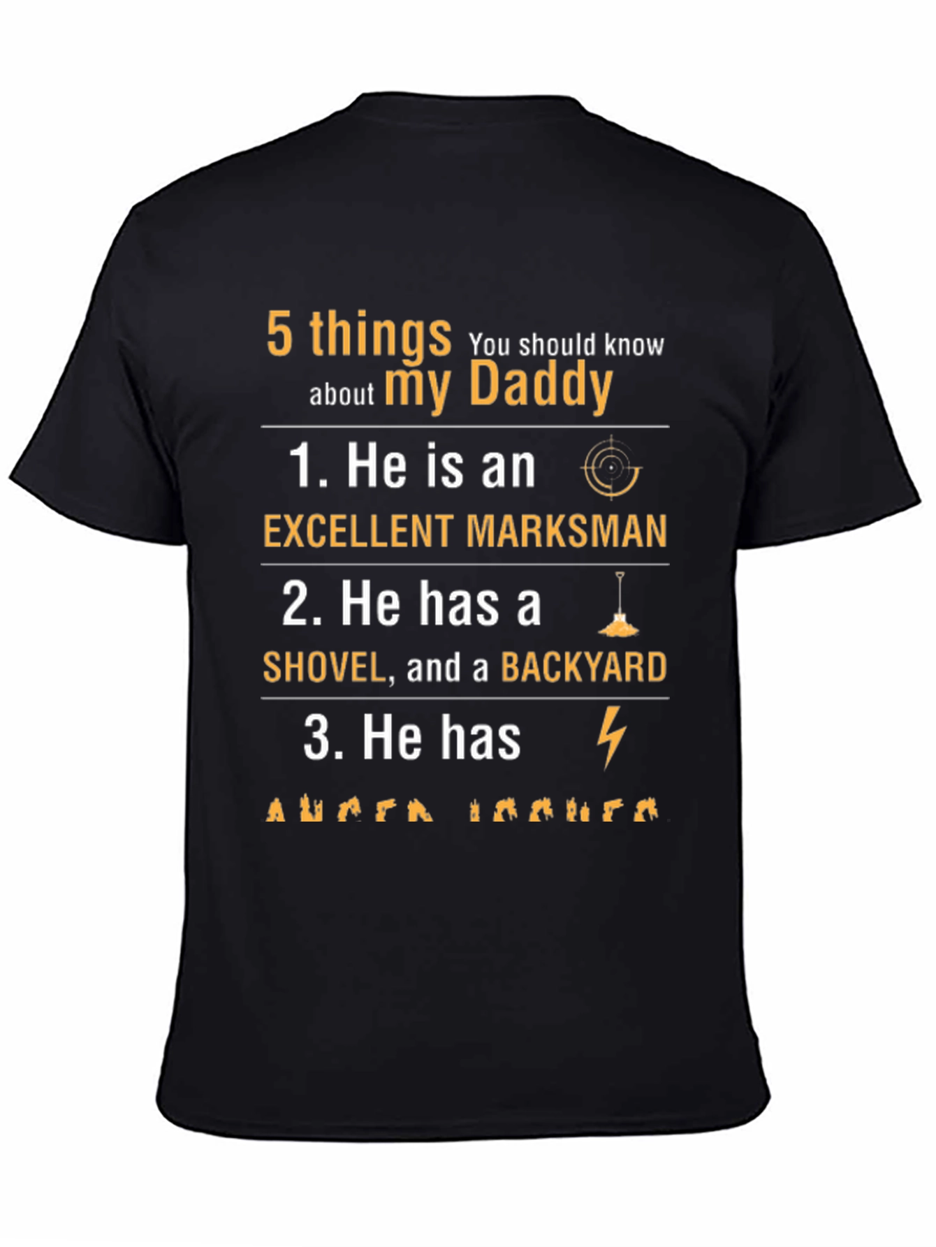 Black 5 Things About My Daddy T-Shirt view 4