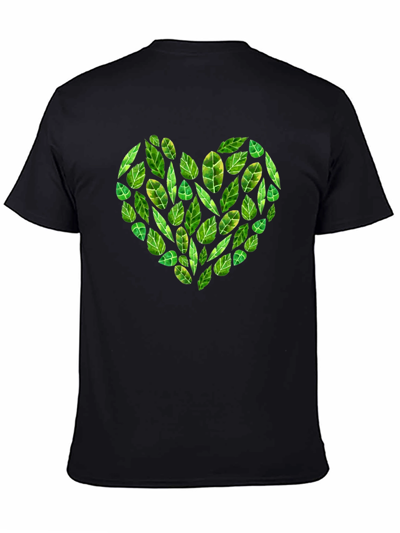 Black Leaf Heart Graphic Black T-Shirt view 4