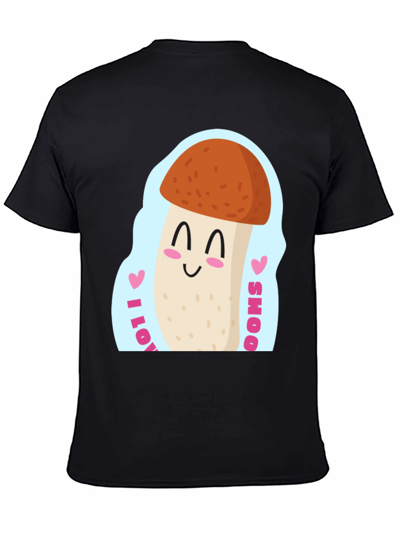 Black I Love Mushrooms T-Shirt - Cute Fungi Tee view 4