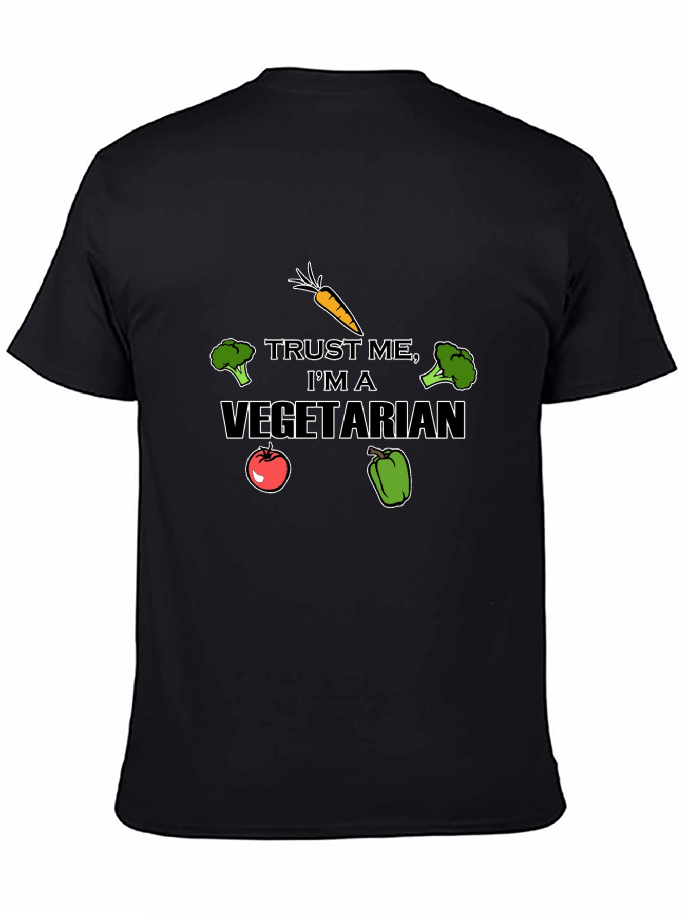 Black Vegetarian Graphic T-Shirt - Funny Vegan Tee view 4