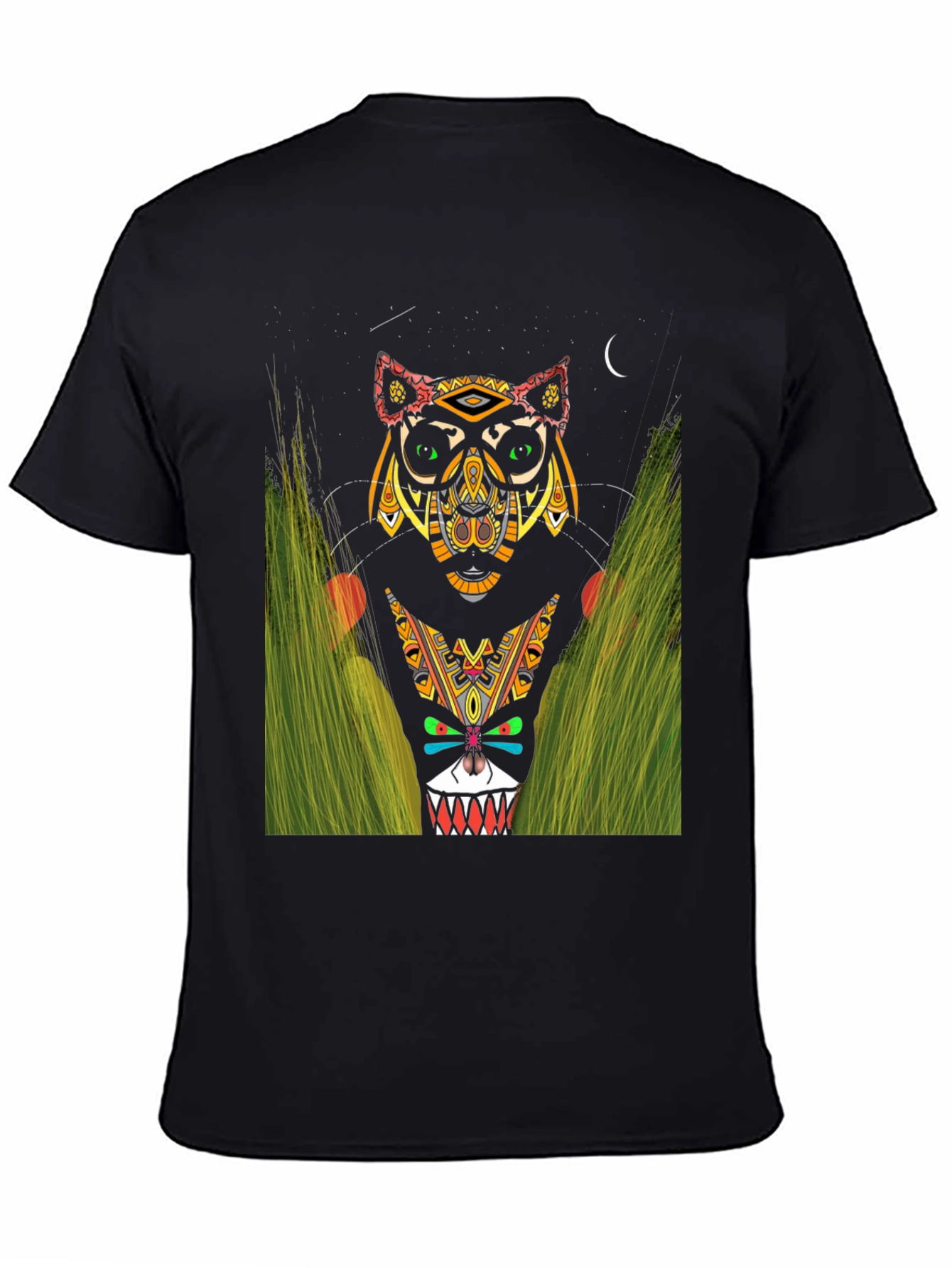 Black Tribal Totem Animal Graphic Tee view 4