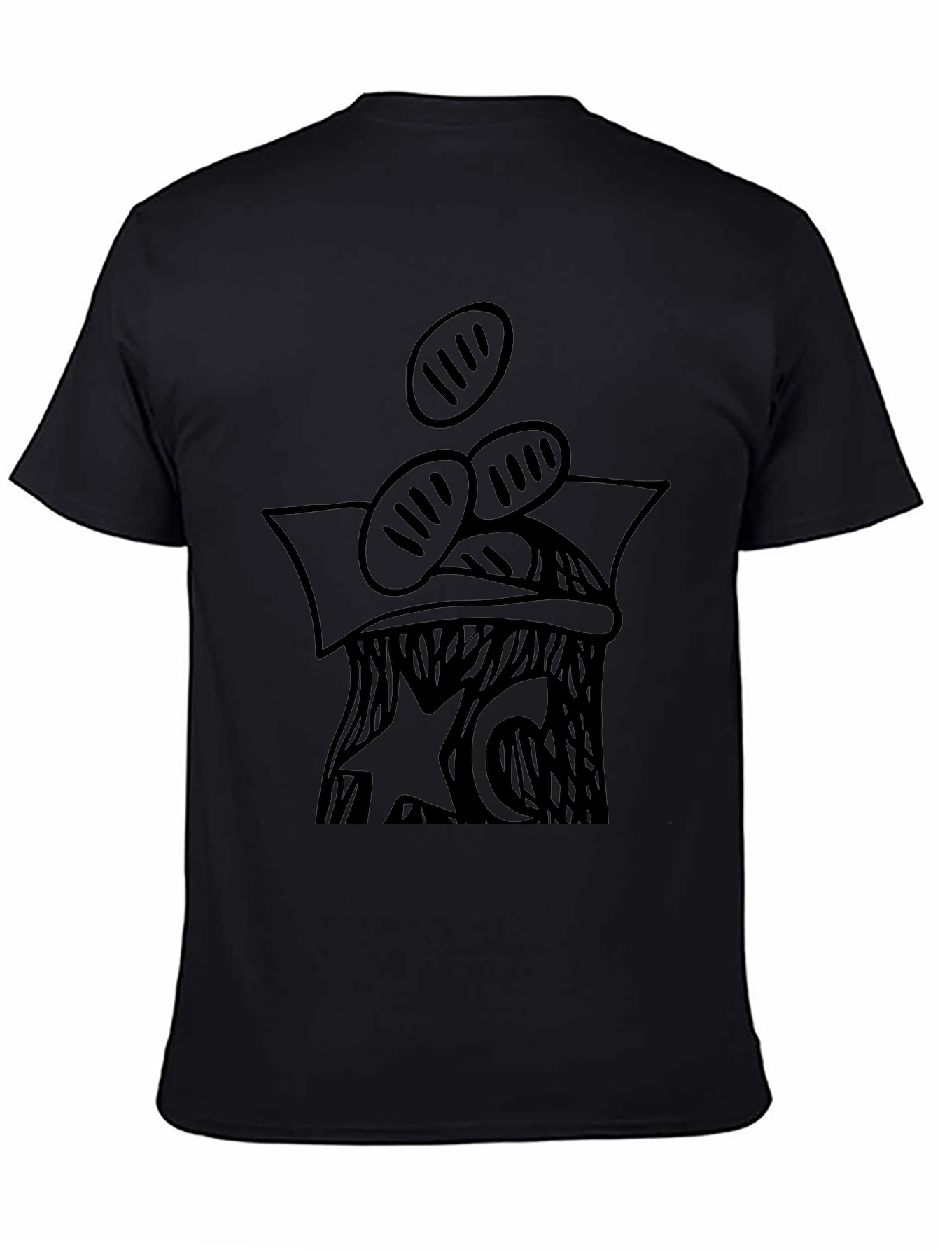 Black Graphic Print Black T-Shirt view 4