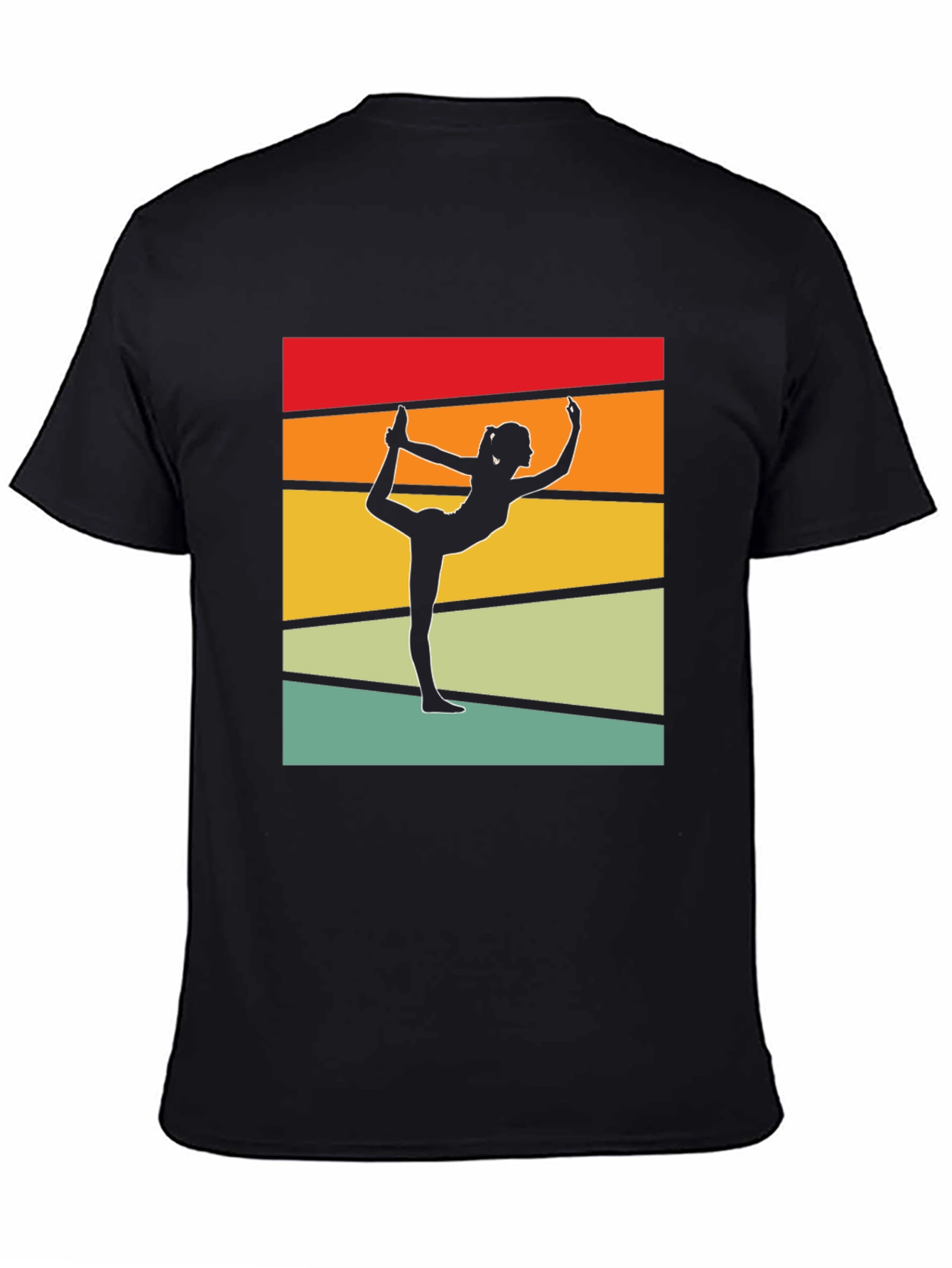 Black Yoga Pose Silhouette T-Shirt Retro Design view 4