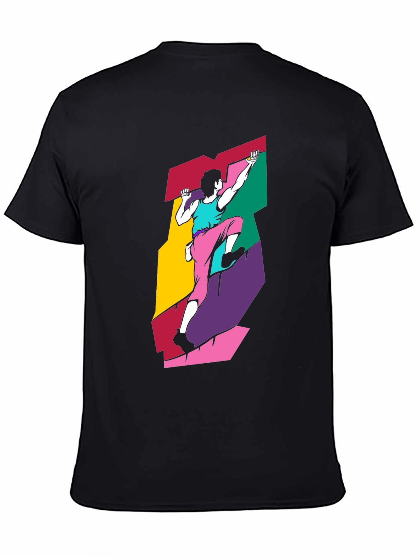 Black Retro Rock Climbing T-Shirt - Unique Graphic Tee view 4