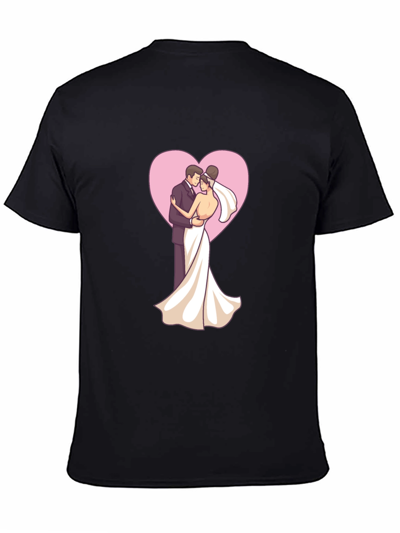 Black Bride & Groom Heart Tee - Black view 4