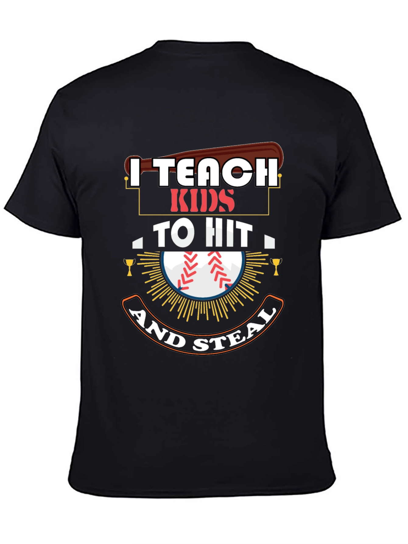 Black I Teach Kids To Hit And Steal T-Shirt view 4