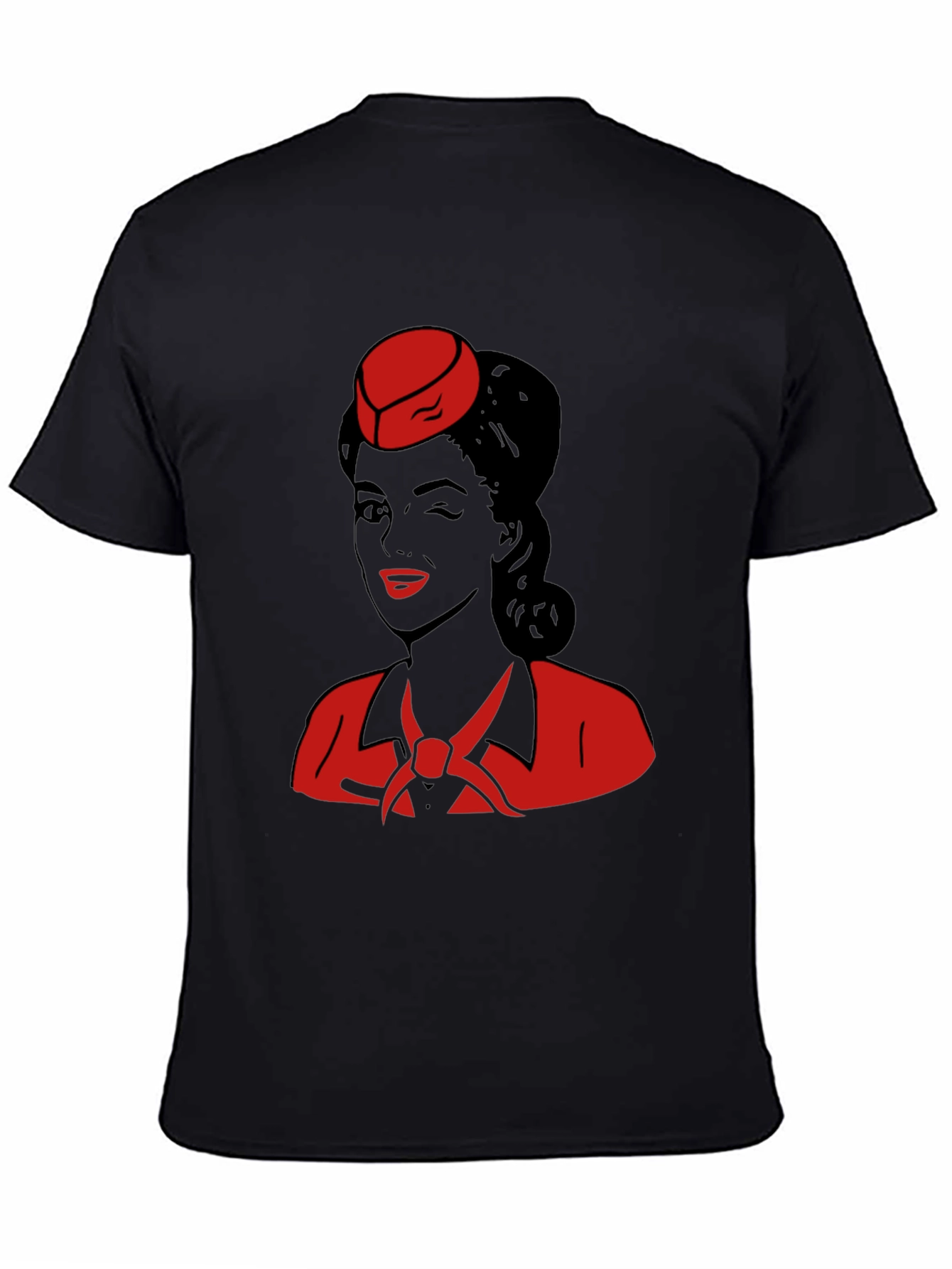 Black Retro Flight Attendant Graphic T-Shirt view 4