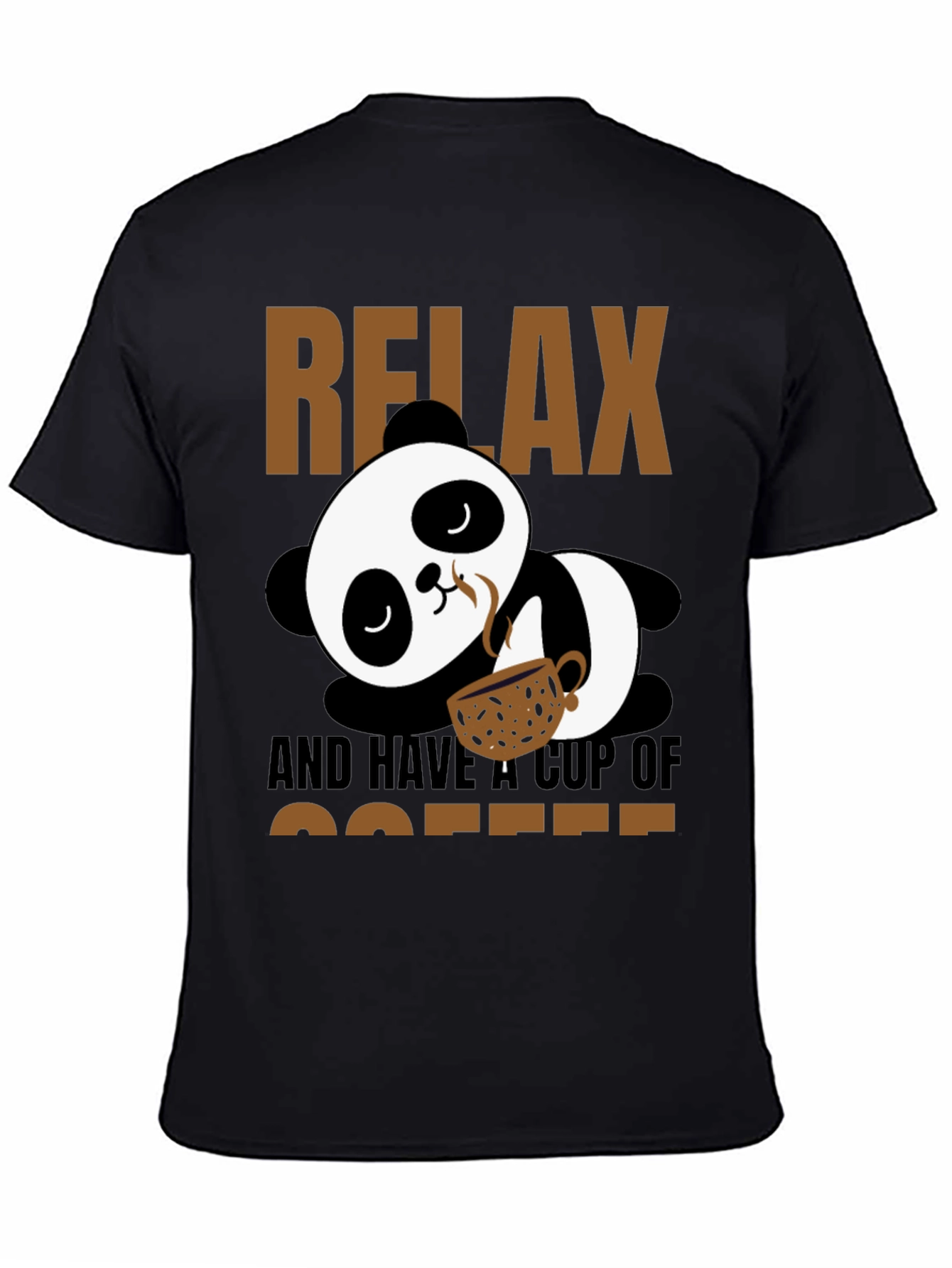Black Relax Panda Coffee T-Shirt view 4