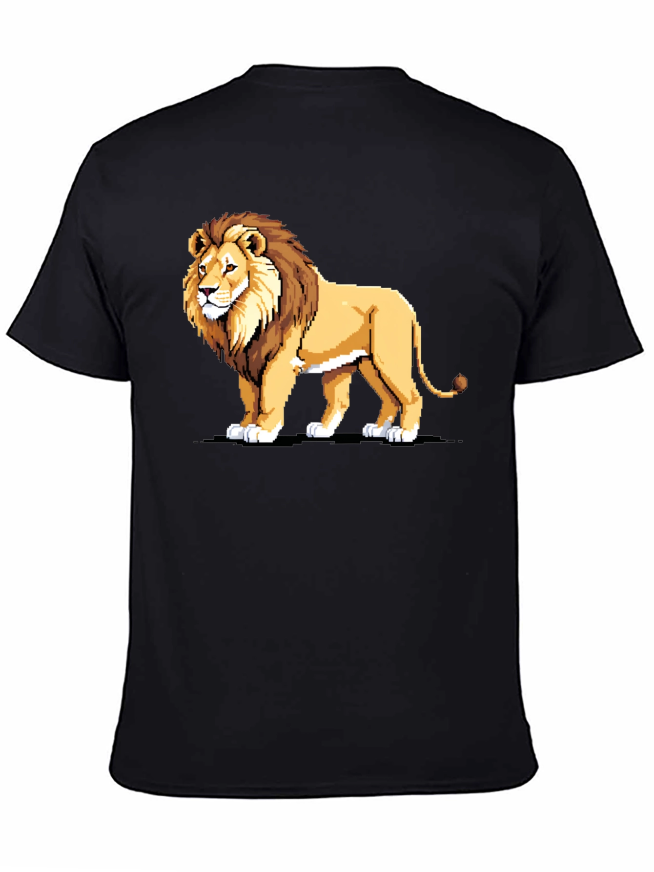 Black Pixelated Lion Graphic Tee - Black view 4