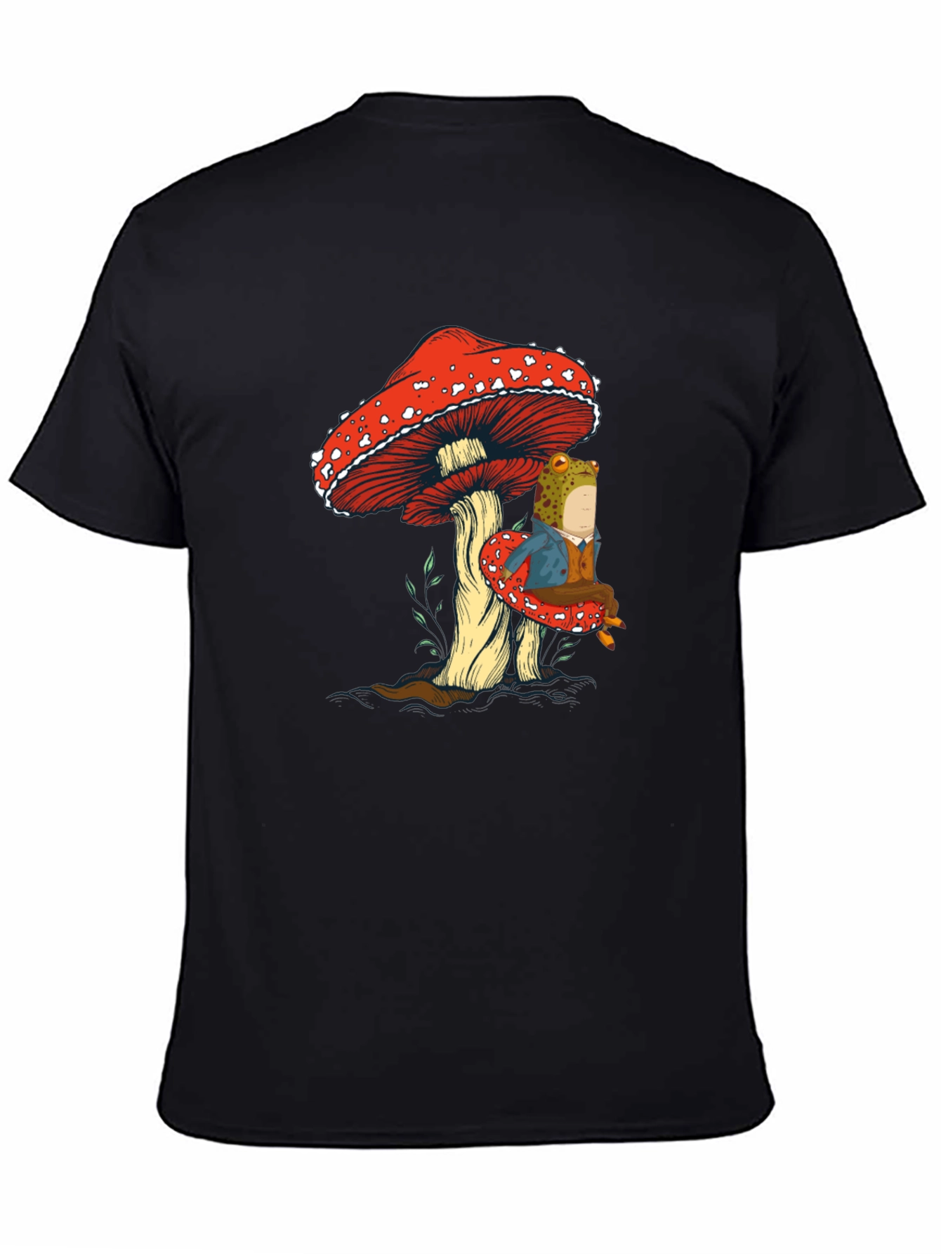 Black Frog on Mushroom Graphic Tee view 4