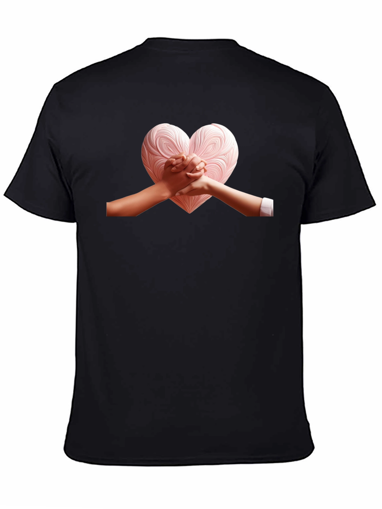 Black Heart Hands Graphic Tee - Stylish Black T-Shirt view 4