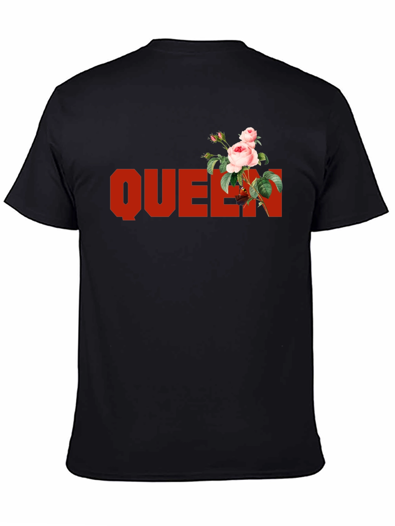 Black Queen Rose Graphic Tee - Black Cotton T-Shirt view 4