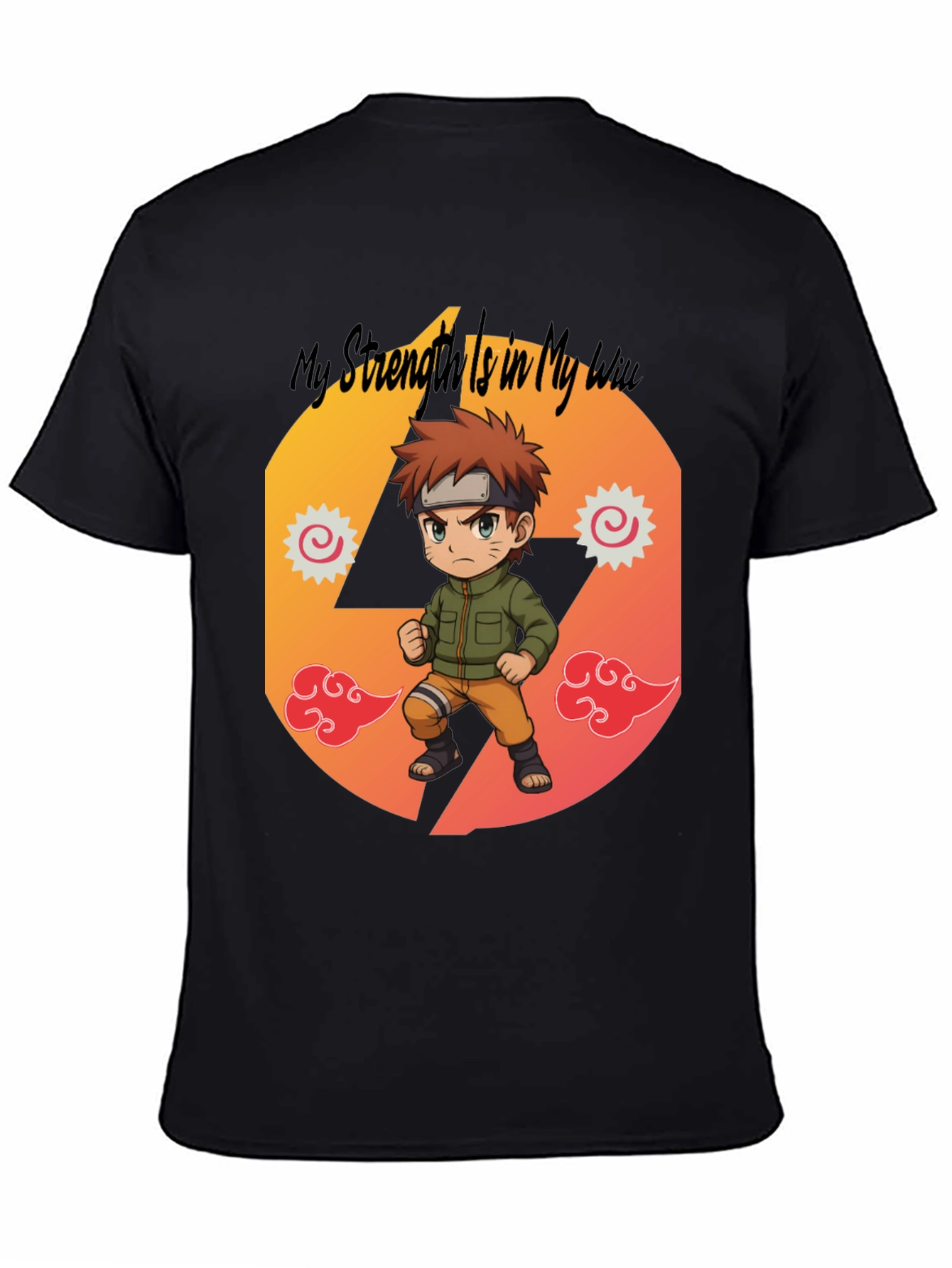 Black Anime Style Graphic Tee - My Strength Is My Way view 4