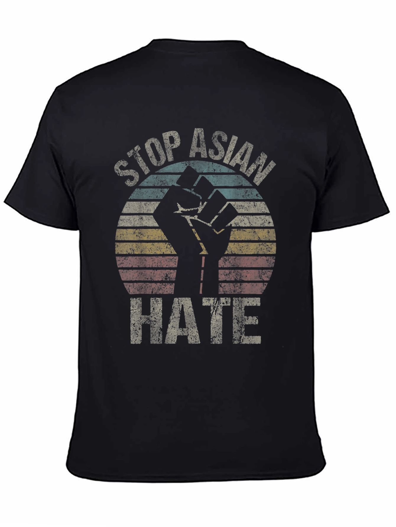 Black Stop Asian Hate T-Shirt Fist Graphic Tee Activism view 4
