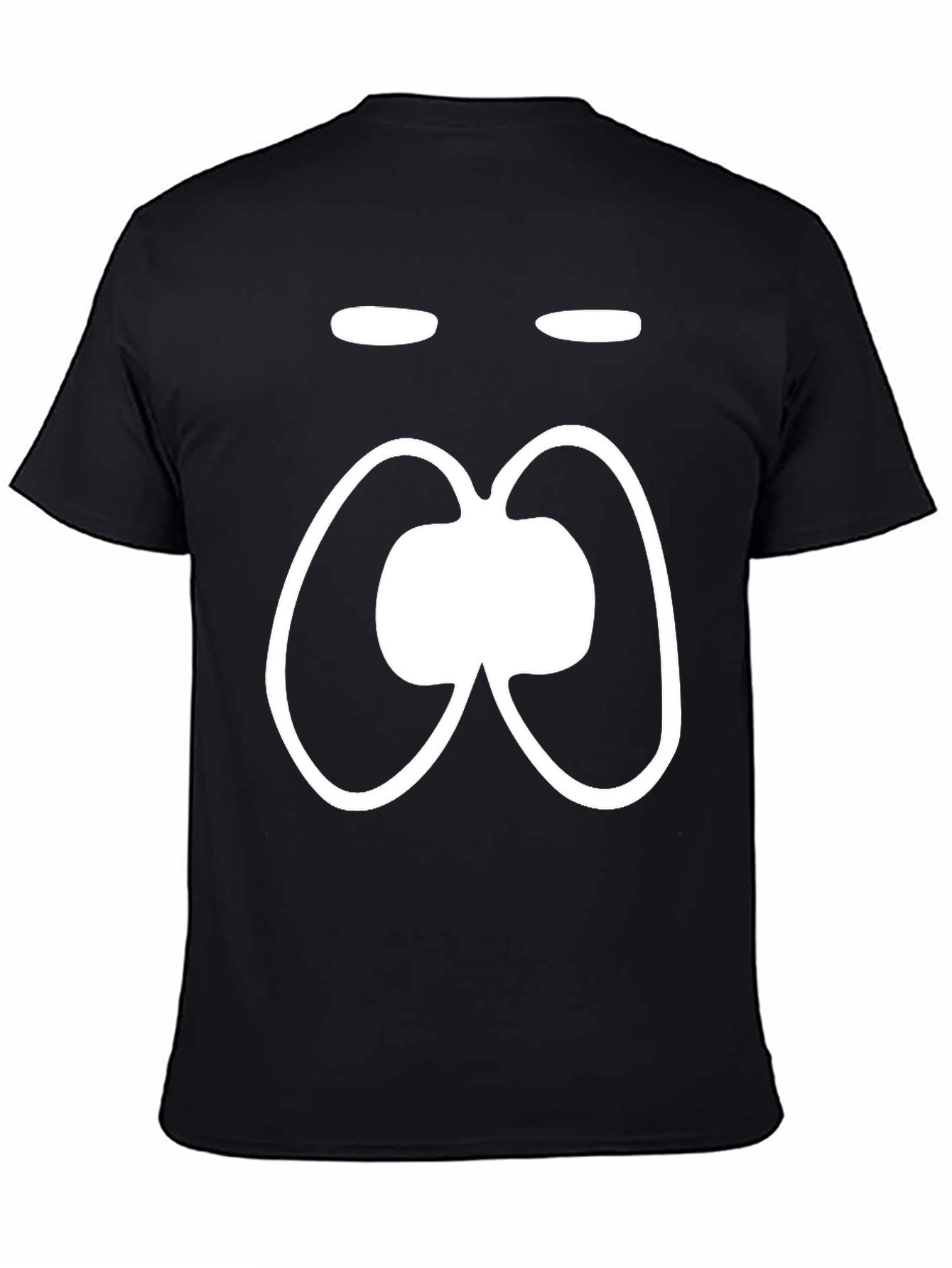 Black Funny Face Black T-Shirt, White Cartoon Graphic view 4