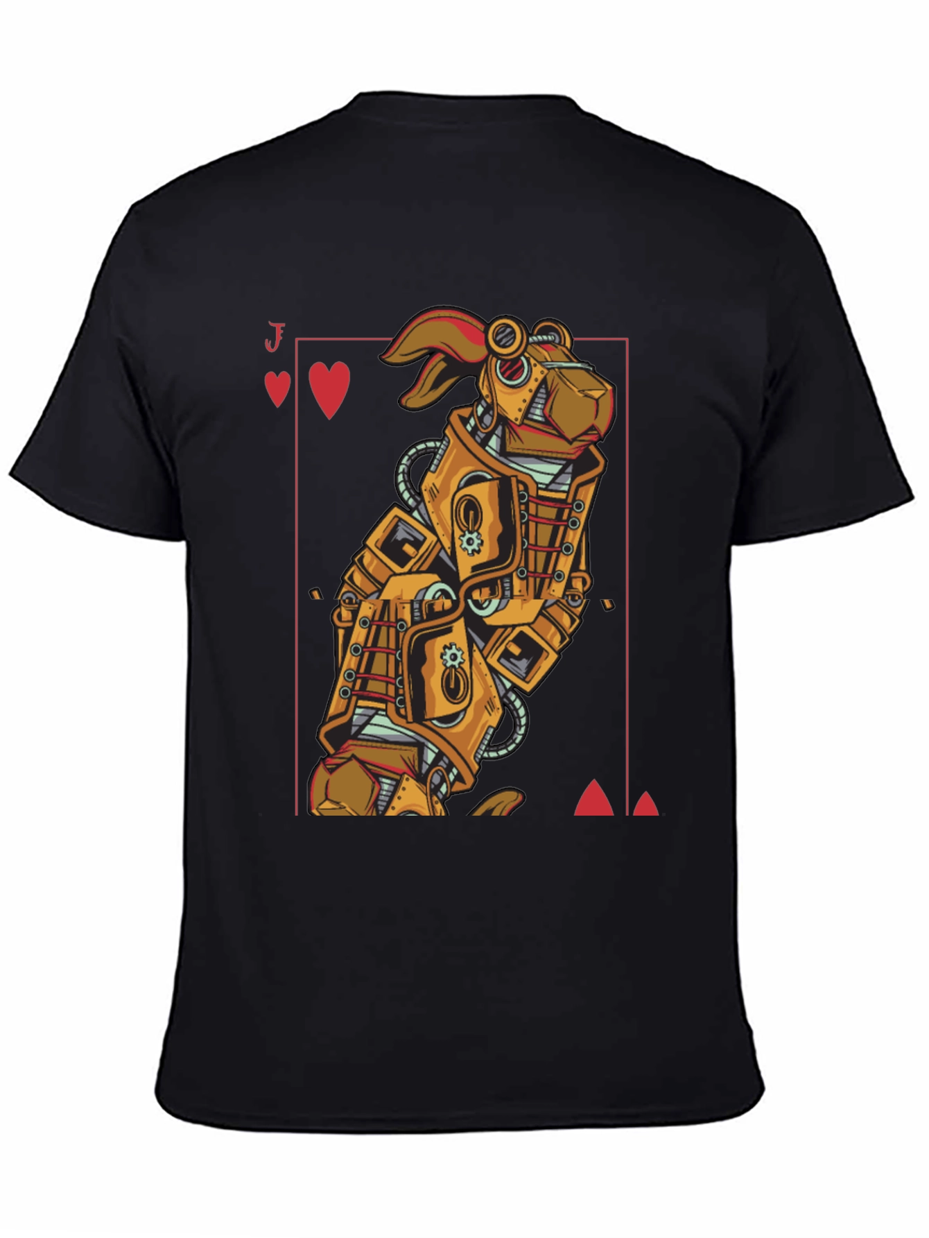 Black Steampunk Robot Rabbit T-Shirt - Jack of Hearts view 4