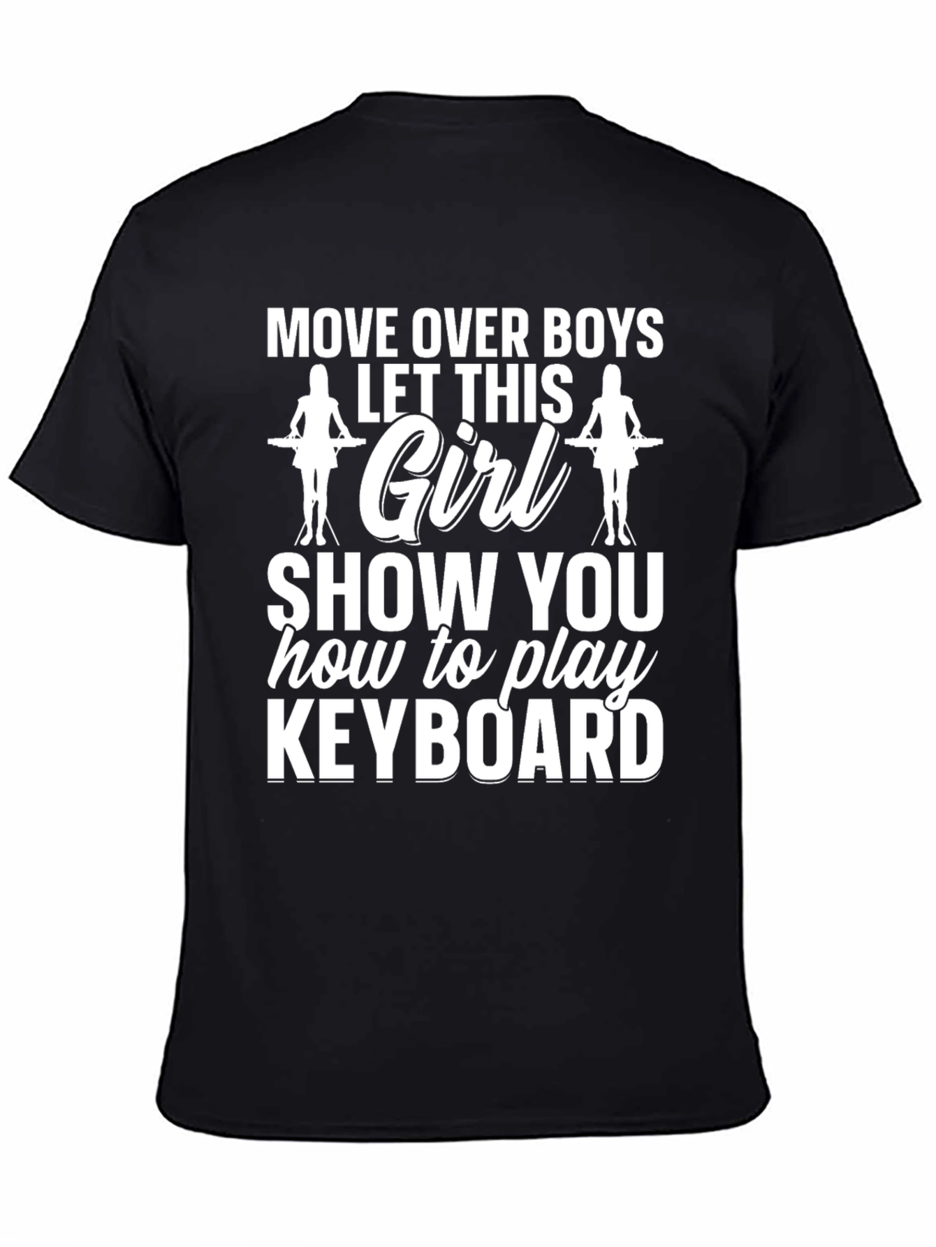 Black Move Over Keyboard Girl Graphic Tee - Black view 4