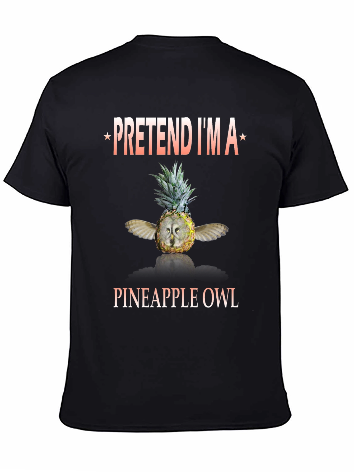 Black Pineapple Owl Graphic T-Shirt - Pretend I'm a Pineapple Owl view 4