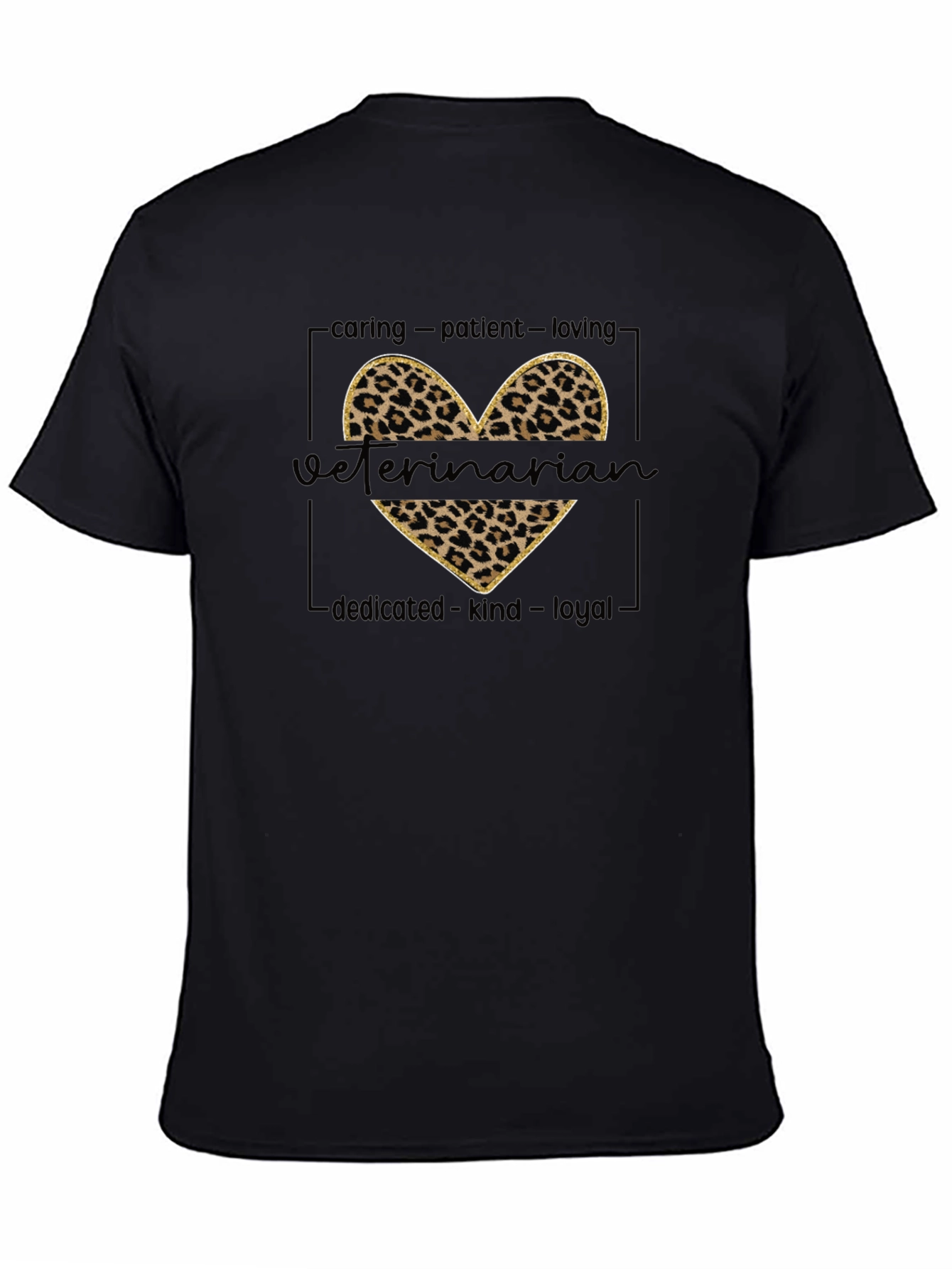 Black Veterinarian Leopard Print Heart T-Shirt view 4