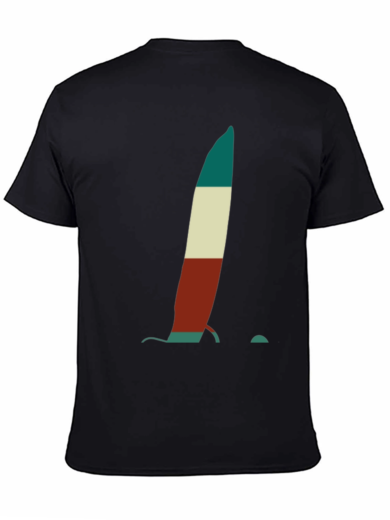 Black Abstract Sailboat Tee - Black Cotton Graphic T-Shirt view 4