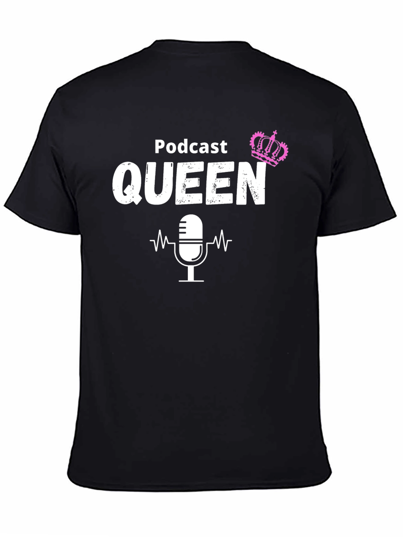 Black Podcast Queen T-Shirt - Perfect for Female Podcasters view 4